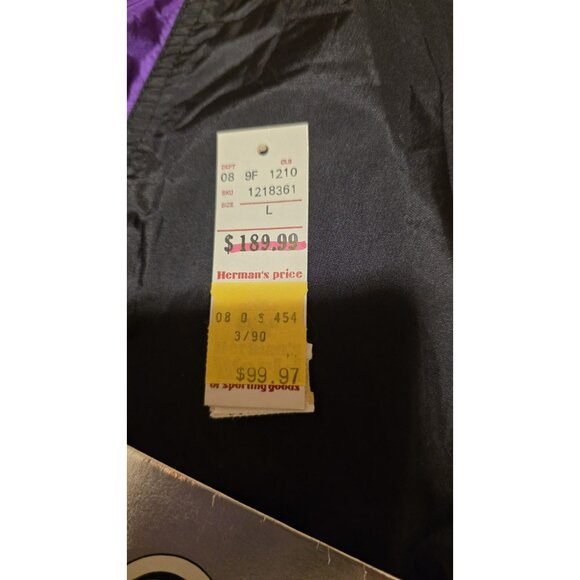 Vintage Profile Ski Jacket Womens Large Black 90s Neon Stripe Nylon Retro Zip - Picture 7 of 10